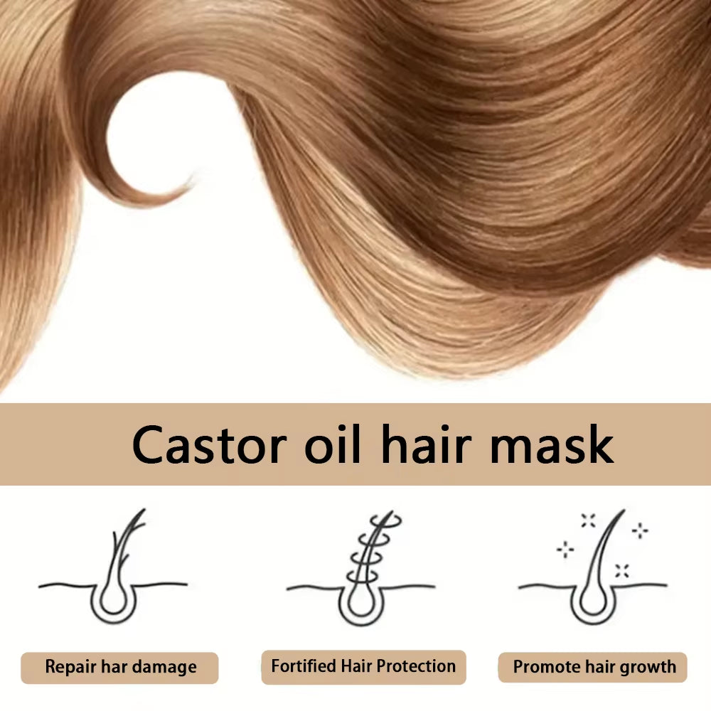 100% Pure Castor Oil Hair Mask Castor Oil Hair Growth Oil Natural Treatment Nourish Reduce Hair Loss Anti-Breakage Hair Products