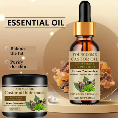 100% Pure Castor Oil Hair Mask Castor Oil Hair Growth Oil Natural Treatment Nourish Reduce Hair Loss Anti-Breakage Hair Products