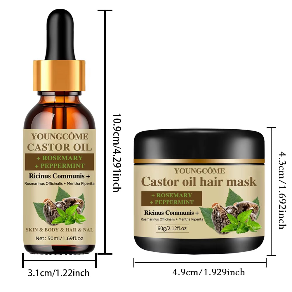 100% Pure Castor Oil Hair Mask Castor Oil Hair Growth Oil Natural Treatment Nourish Reduce Hair Loss Anti-Breakage Hair Products